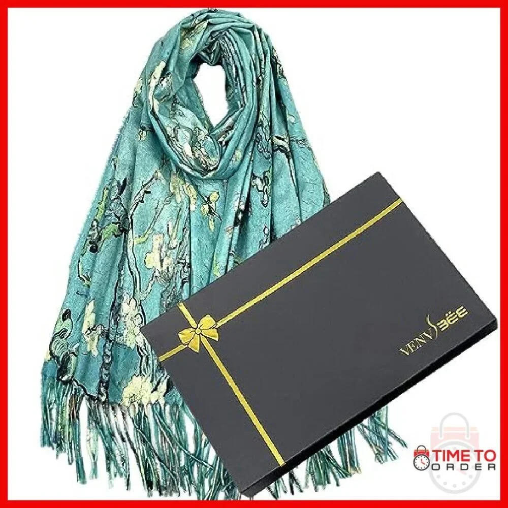 Reversible Van Gogh Art Scarf Wrap Shawl 27.5x78.7 Inches Soft Pashmina